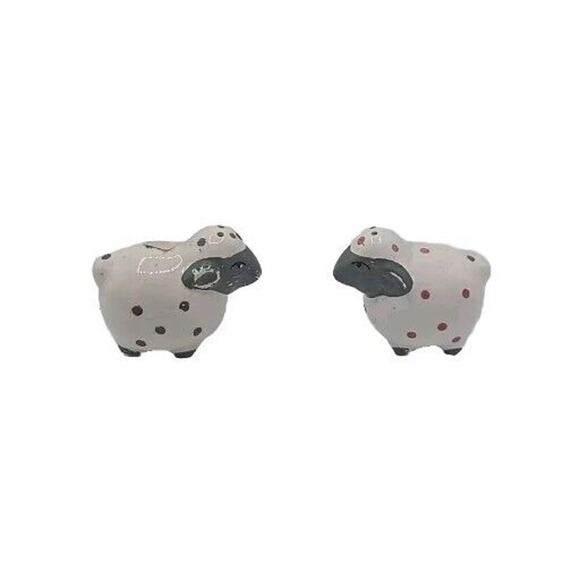 Vintage Ceramic Sheep Polka Dot Novelty Collectible Salt and Pepper Shakers - Picture 1 of 6